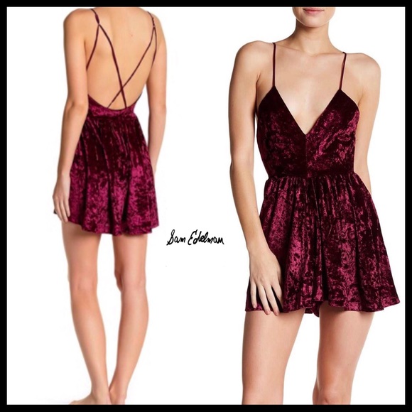 SAM EDELMAN V-NECK STRAPPY VELVET MINI ROMPER - Picture 8 of 8